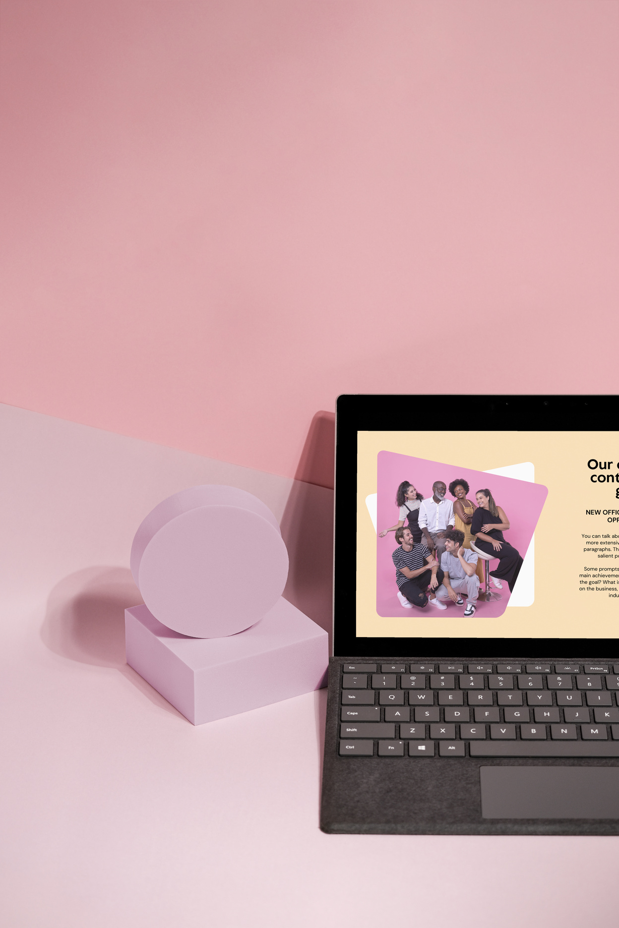 Business Branding Mockup on Laptop on Pink Background